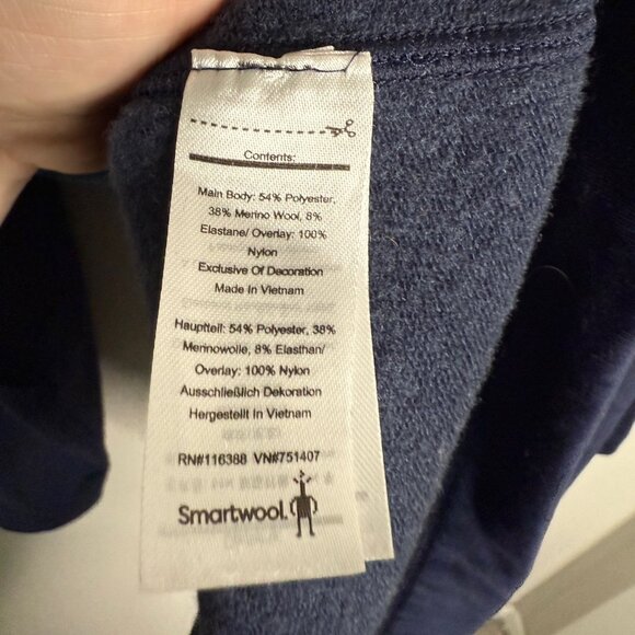 Smartwool Men's XL Blue Merino Sport Fleece Half Zip Hooded Pullover Casual Fall - Picture 5 of 5